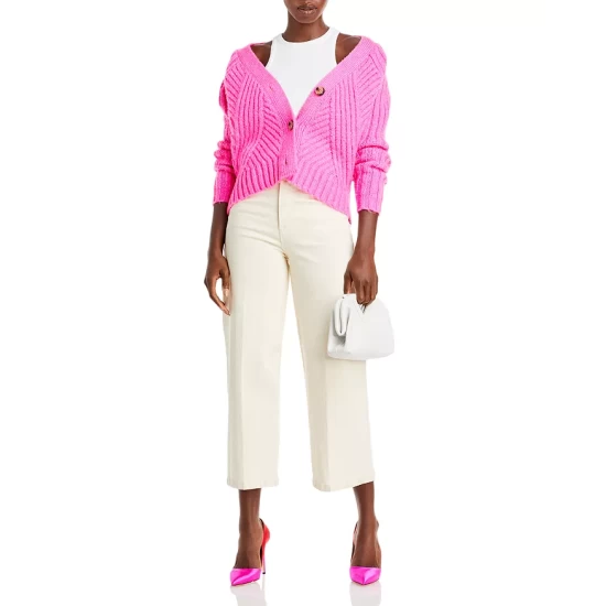 Best Sale ✔️ AQUA Mixed Rib Cropped Cardigan - 100% Exclusive Neon Pink 😍 2 Best Sale ✔️ AQUA Mixed Rib Cropped Cardigan - 100% Exclusive Neon Pink 😍 - Image 2