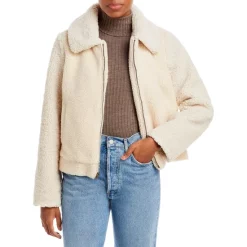 Discount ❤️ AQUA Faux Shearling Bomber Jacket - 100% Exclusive Ivory 💯