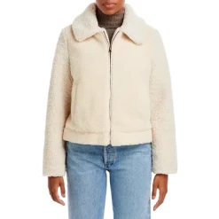 Discount ❤️ AQUA Faux Shearling Bomber Jacket - 100% Exclusive Ivory 💯 -AQUA Elegant shop unnamed file 1078