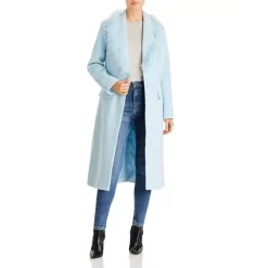 Buy 👏 AQUA Feather Trim Two Button 🥰 Coat - 100% Exclusive Icy Blue ✨