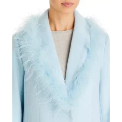 Buy 👏 AQUA Feather Trim Two Button 🥰 Coat - 100% Exclusive Icy Blue ✨ -AQUA Elegant shop unnamed file 1112