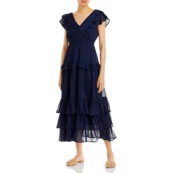 Brand new ๐ AQUA Ruffled Floral Maxi Dress - 100% Exclusive Navy ๐