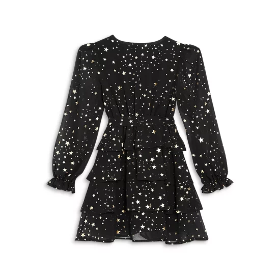 Discount โค๏ธ AQUA ๐ Girls' Long Sleeve Metallic Star Dress, Big Kid - 100% Exclusive Navy/gold ๐ 2 Discount โค๏ธ AQUA ๐ Girls' Long Sleeve Metallic Star Dress, Big Kid - 100% Exclusive Navy/gold ๐ - Image 2