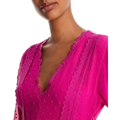 Outlet 👍 AQUA Swiss Dot V-Neck Midi 💯 Dress - 100% Exclusive Hot Pink ✔️ -AQUA Elegant shop unnamed file 1155