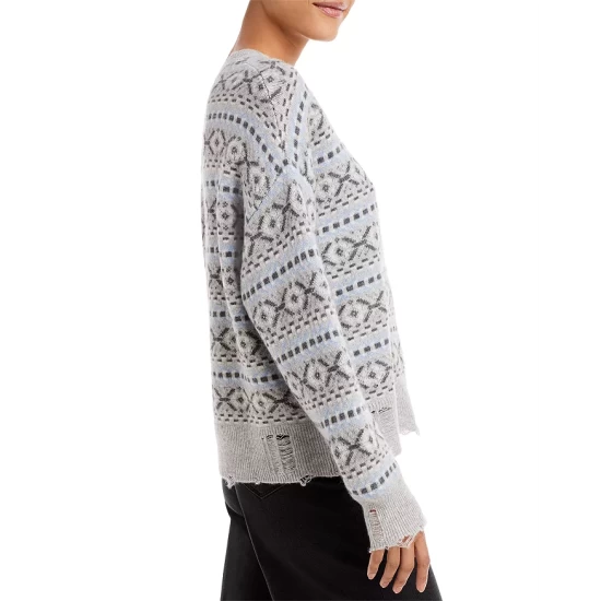 Cheapest 🔔 AQUA Distressed Geometric Cashmere Sweater - 100% Exclusive Light Gray Combo 🌟 5 Cheapest 🔔 AQUA Distressed Geometric Cashmere Sweater - 100% Exclusive Light Gray Combo 🌟 - Image 5