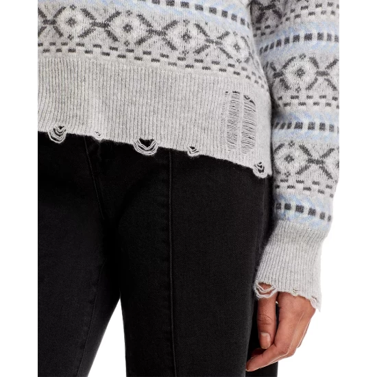 Cheapest 🔔 AQUA Distressed Geometric Cashmere Sweater - 100% Exclusive Light Gray Combo 🌟 7 Cheapest 🔔 AQUA Distressed Geometric Cashmere Sweater - 100% Exclusive Light Gray Combo 🌟 - Image 7