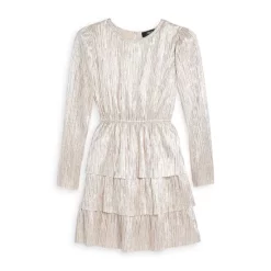 AQUA Elegant shop 23 Coupon โจ AQUA Girls' Metallic Plisse Long Sleeved Dress - Big Kid - 100% Exclusive Rose Foil ๐ฅ