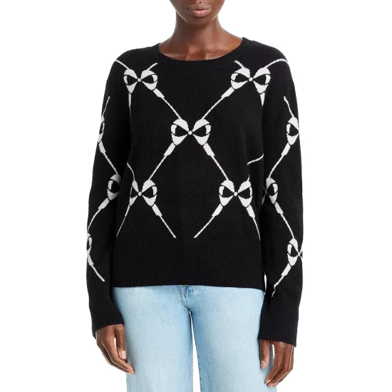 Best deal โ๏ธ AQUA Bow Intarsia Cashmere Sweater - 100% Exclusive Black/ivory ๐ฅ 1 Best deal โ๏ธ AQUA Bow Intarsia Cashmere Sweater - 100% Exclusive Black/ivory ๐ฅ