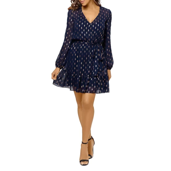 Hot Sale โญ AQUA Metallic Clip Dot Belted ๐คฉ Dress - 100% Exclusive Navy Copper ๐ฅ 3 Hot Sale โญ AQUA Metallic Clip Dot Belted ๐คฉ Dress - 100% Exclusive Navy Copper ๐ฅ - Image 3