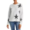 Deals ✔️ AQUA Star Print Sweater - 100% Exclusive Ivory/gray 🔥