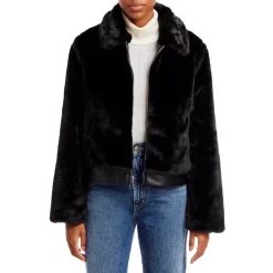 Promo 🔥 AQUA Faux Fur Bomber Jacket - 100% Exclusive Black 😍