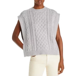 Outlet ✔️ AQUA Cable Knit Sweater Vest - 100% Exclusive Gray 🔥