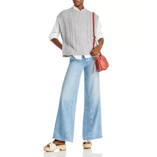 Outlet ✔️ AQUA Cable Knit Sweater Vest - 100% Exclusive Gray 🔥 2 Outlet ✔️ AQUA Cable Knit Sweater Vest - 100% Exclusive Gray 🔥 - Image 2