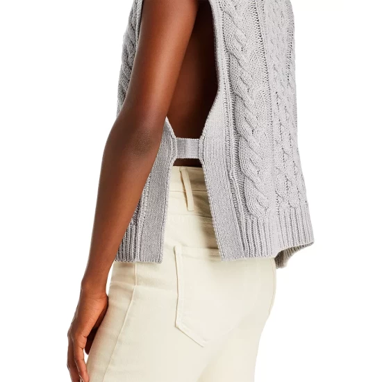 Outlet ✔️ AQUA Cable Knit Sweater Vest - 100% Exclusive Gray 🔥 5 Outlet ✔️ AQUA Cable Knit Sweater Vest - 100% Exclusive Gray 🔥 - Image 5