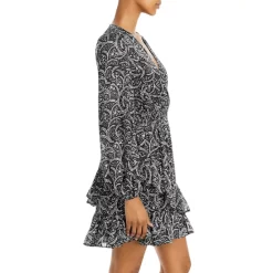 Cheap 👍 AQUA Floral Print Ruffled Mini Dress - 100% Exclusive Black/white ❤️ -AQUA Elegant shop unnamed file 1258