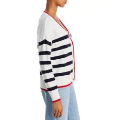 Discount ⌛ AQUA Stripe Grandfather Cardigan - 100% Exclusive Ivory/navy ✔️ -AQUA Elegant shop unnamed file 1263