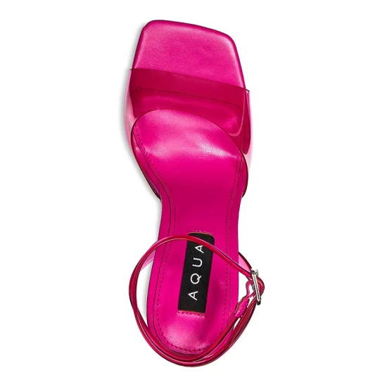 Outlet ⭐ AQUA Women's Glass Ankle Strap High Heel 😍 Sandals - 100% Exclusive Raspberry ✔️ 3 Outlet ⭐ AQUA Women's Glass Ankle Strap High Heel 😍 Sandals - 100% Exclusive Raspberry ✔️ - Image 3