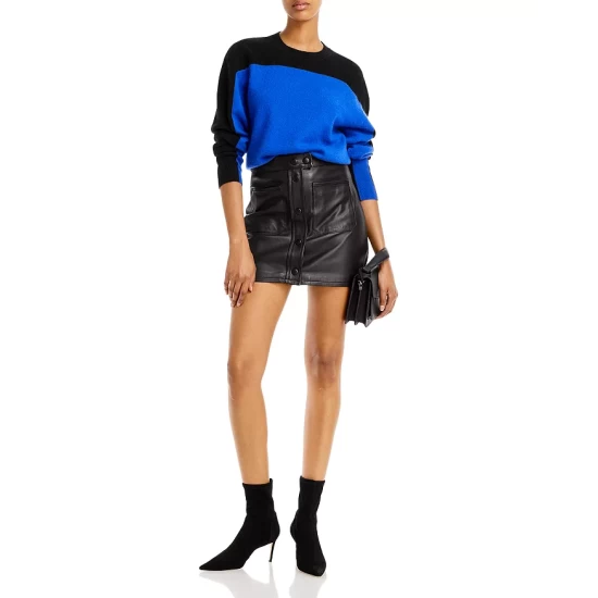 Deals π AQUA Color Block Cashmere Sweater - 100% Exclusive Lapis/black π 2 Deals π AQUA Color Block Cashmere Sweater - 100% Exclusive Lapis/black π - Image 2
