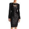 Deals 🧨 AQUA Sequined Keyhole Sheath 👏 Dress - 100% Exclusive Black ✨