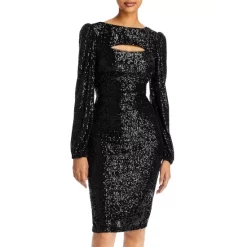 Deals ๐งจ AQUA Sequined Keyhole Sheath ๐ Dress - 100% Exclusive Black โจ
