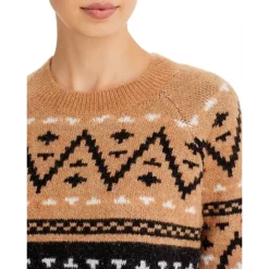 Best Pirce 🌟 AQUA Ladies Knit Fairisle Sweater - 100% Exclusive Camel 🛒 -AQUA Elegant shop unnamed file 1340