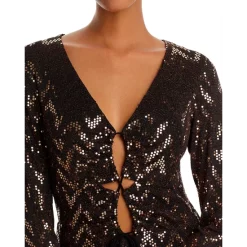 New ⭐ AQUA Metallic Chevron Lace Up Mini 🌟 Dress - 100% Exclusive Black/gold ❤️ -AQUA Elegant shop unnamed file 1349