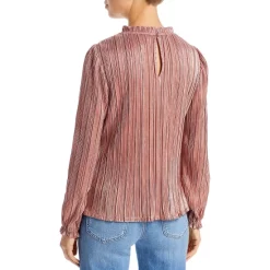 Coupon 😀 AQUA Pleated Ruffled Neck Top - 100% Exclusive Rose Gold ✔️ -AQUA Elegant shop unnamed file 1376