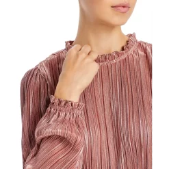 Coupon 😀 AQUA Pleated Ruffled Neck Top - 100% Exclusive Rose Gold ✔️ -AQUA Elegant shop unnamed file 1377