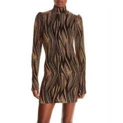 Deals ⭐ AQUA Ramya Abstract Metallic ✔️ Dress - 100% Exclusive Zebra Print ❤️