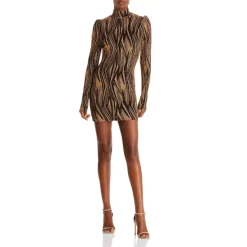 Deals ⭐ AQUA Ramya Abstract Metallic ✔️ Dress - 100% Exclusive Zebra Print ❤️ -AQUA Elegant shop unnamed file 1416