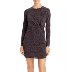 Cheap 🌟 AQUA Twisted Metallic Mini Dress - 100% Exclusive Black Rose 🛒