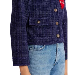 Best deal ❤️ AQUA Heart Patch Metallic Tweed Jacket - 100% Exclusive Navy ❤️ -AQUA Elegant shop unnamed file 145