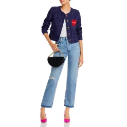 Best deal ❤️ AQUA Heart Patch Metallic Tweed Jacket - 100% Exclusive Navy ❤️ -AQUA Elegant shop unnamed file 147