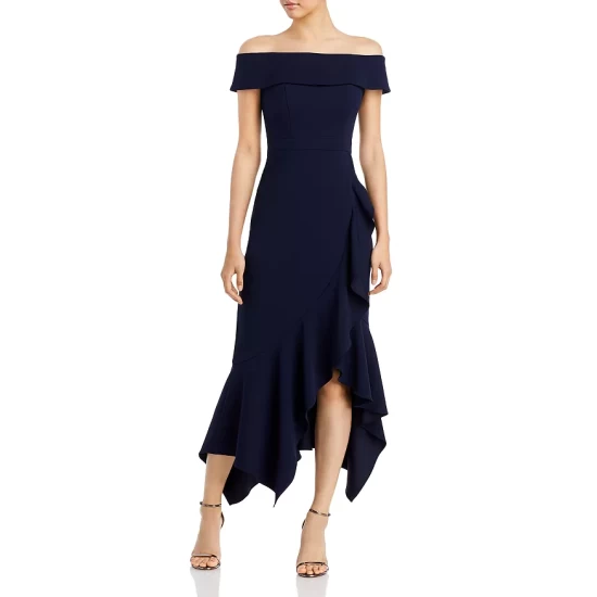 Best Sale 😀 AQUA Scuba Crepe Off-the-Shoulder Midi Dress - 100% Exclusive Navy 👍 1 Best Sale 😀 AQUA Scuba Crepe Off-the-Shoulder Midi Dress - 100% Exclusive Navy 👍