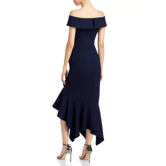 Best Sale 😀 AQUA Scuba Crepe Off-the-Shoulder Midi Dress - 100% Exclusive Navy 👍 3 Best Sale 😀 AQUA Scuba Crepe Off-the-Shoulder Midi Dress - 100% Exclusive Navy 👍 - Image 3