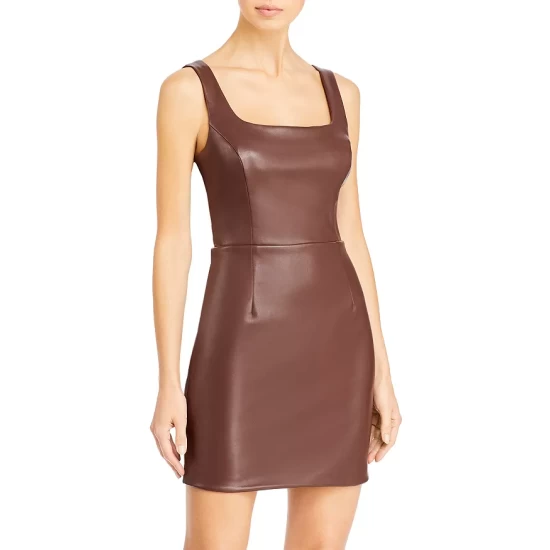 Hot Sale ⌛ AQUA Faux Leather Mini Dress - 100% Exclusive Brown ❤️ 1 Hot Sale ⌛ AQUA Faux Leather Mini Dress - 100% Exclusive Brown ❤️