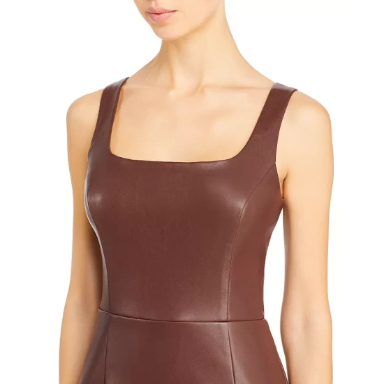 Hot Sale ⌛ AQUA Faux Leather Mini Dress - 100% Exclusive Brown ❤️ 6 Hot Sale ⌛ AQUA Faux Leather Mini Dress - 100% Exclusive Brown ❤️ - Image 6