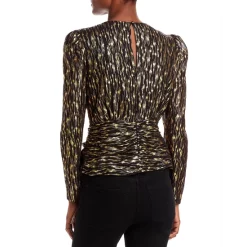 Wholesale ❤️ AQUA Metallic Jacquard Puff Sleeve Top - 100% Exclusive Black/gold 🔥 -AQUA Elegant shop unnamed file 1489