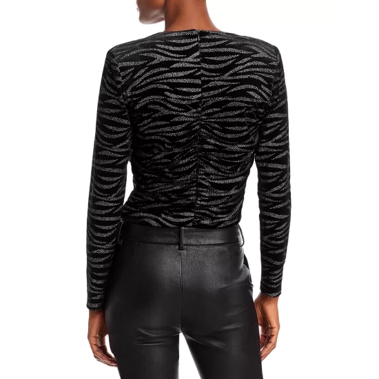 Brand new ⭐ AQUA Metallic Animal Print Velvet Crop Top - 100% Exclusive Black ✔️ 2 Brand new ⭐ AQUA Metallic Animal Print Velvet Crop Top - 100% Exclusive Black ✔️ - Image 2