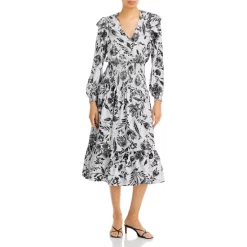 AQUA Elegant shop 43 Best deal โ๏ธ AQUA Smocked Floral Print Midi โจ Dress - 100% Exclusive Blue Multi ๐