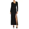 Best Sale 🎉 AQUA Asymmetrical Neck Metallic Knit Gown - 100% Exclusive Black Multi ⌛
