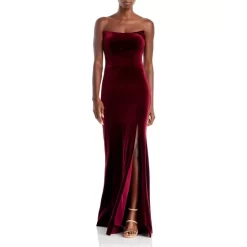 Cheap ❤️ AQUA Strapless Velvet Gown - 100% Exclusive Burgundy 🛒