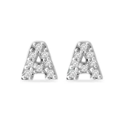 Flash Sale 👍 AQUA Pavé Initial Stud Earrings In Sterling Silver - 100% Exclusive 👏