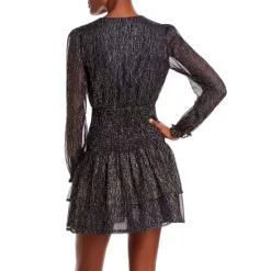 Best Pirce 🔥 AQUA Metallic Dot Smocked Mini Dress - 100% Exclusive Navy/gold 😀 -AQUA Elegant shop unnamed file 157