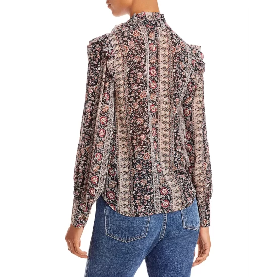 Brand new ✨ AQUA Floral Ruffle Trimmed Blouse - 100% Exclusive Black Mult 😍 3 Brand new ✨ AQUA Floral Ruffle Trimmed Blouse - 100% Exclusive Black Mult 😍 - Image 3