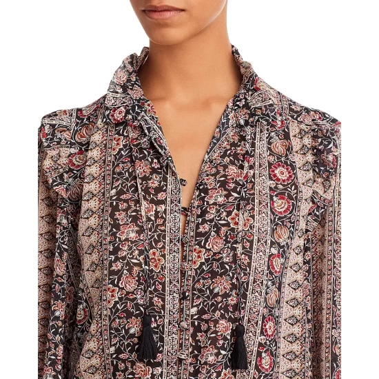 Brand new ✨ AQUA Floral Ruffle Trimmed Blouse - 100% Exclusive Black Mult 😍 4 Brand new ✨ AQUA Floral Ruffle Trimmed Blouse - 100% Exclusive Black Mult 😍 - Image 4