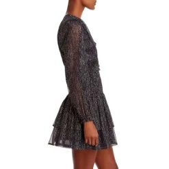 Best Pirce 🔥 AQUA Metallic Dot Smocked Mini Dress - 100% Exclusive Navy/gold 😀 -AQUA Elegant shop unnamed file 158