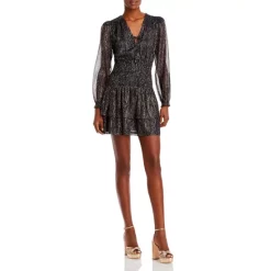 Best Pirce 🔥 AQUA Metallic Dot Smocked Mini Dress - 100% Exclusive Navy/gold 😀 -AQUA Elegant shop unnamed file 159