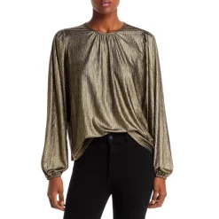 Hot Sale π AQUA Metallic LamΓ© Shirred Top - 100% Exclusive Gold Metallic π