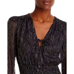 Best Pirce 🔥 AQUA Metallic Dot Smocked Mini Dress - 100% Exclusive Navy/gold 😀 -AQUA Elegant shop unnamed file 160